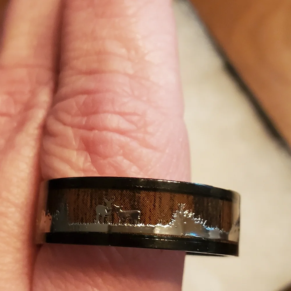 Rustic Acrylic Brown w/ Silver Deer Ring